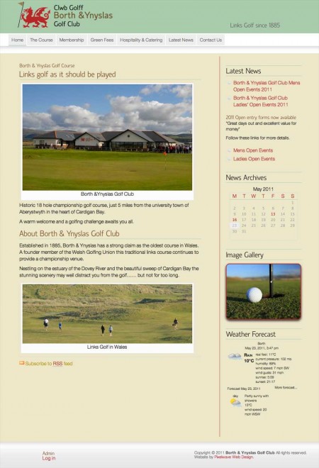 Golf course website design