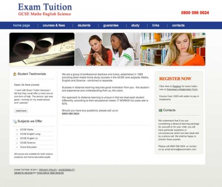 Exam Tuition Website Redesign