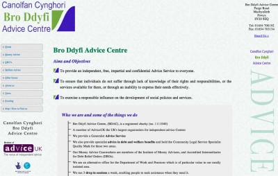 Bro Ddyfi Advice Centre Machynlleth Website Design